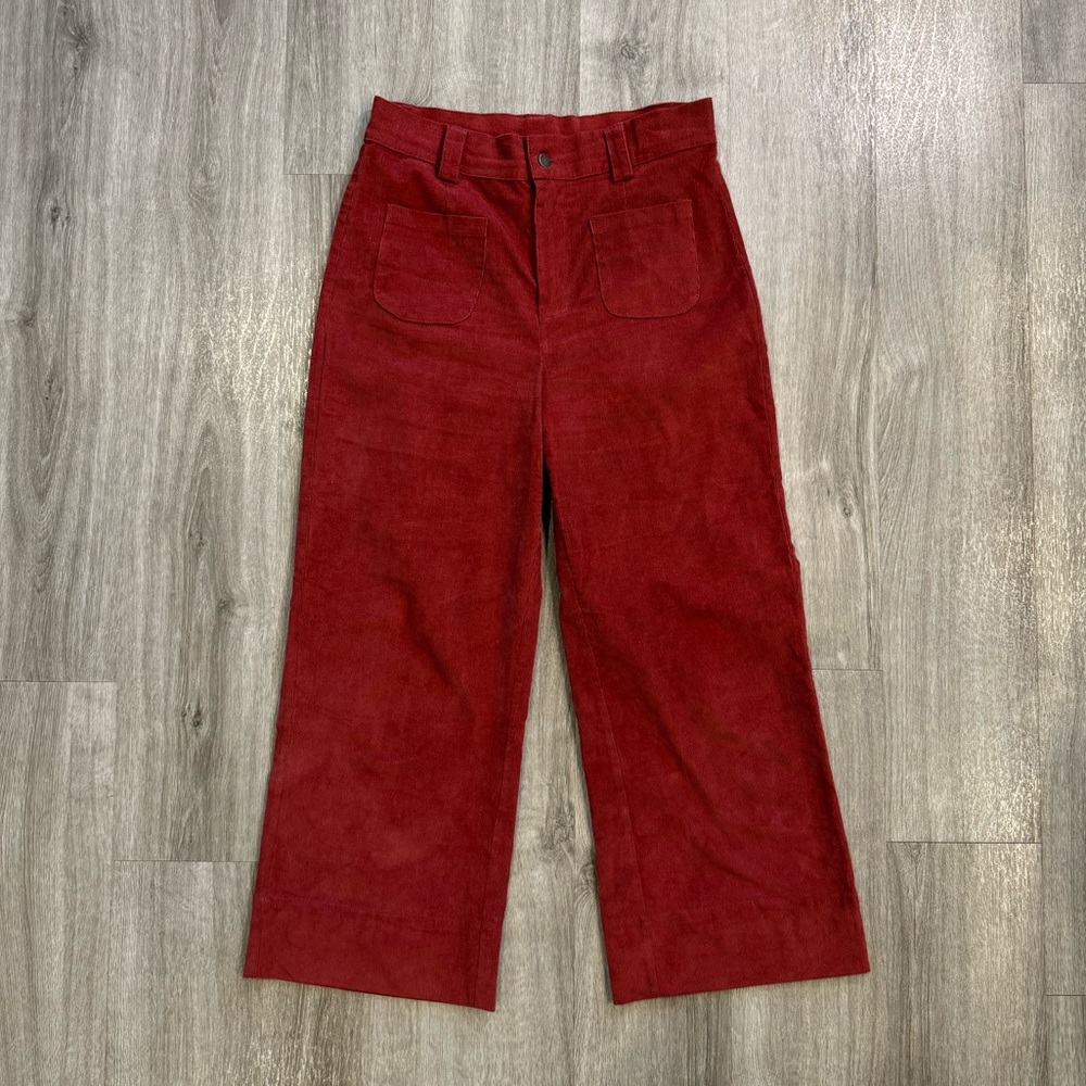 Hayden Los Angeles Wide Leg Pants Women Size Small Maroon Red Corduroy 70s Chic